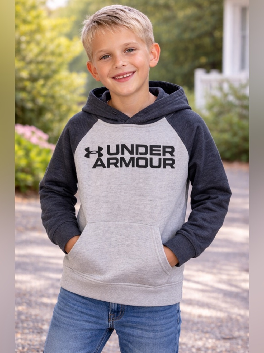 Under Armour Kids Charcoal and Light Gray Hoodie